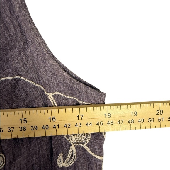 Linen blend lined embroidered dress lavender size M preowned - Picture 7 of 10